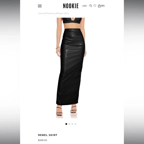 NOOKIE REBEL Faux Leather Maxi SKIRT XS BLACK - Picture 7 of 7